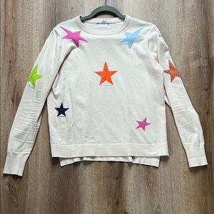 THML Luna Cream Star Knit Sweater with Multicolor Stars Size S